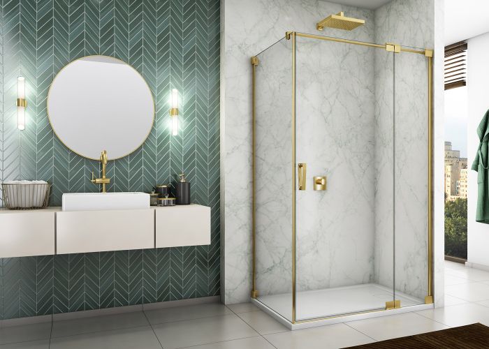 Ronal - Sanswiss Cadura Kabina prysznicowa drzwi prawe 140x80 cm profil złoty CA13D1401207+CAT10801207