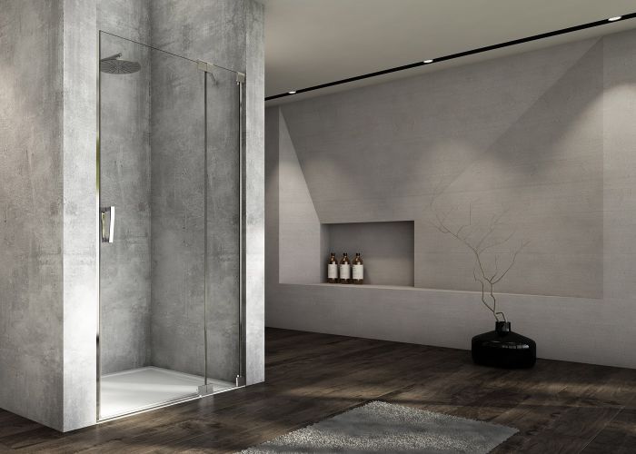 Ronal - Sanswiss Cadura Drzwi wahadłowe prawe z elementem stałym 80cm (77,5-80 cm) srebrny połysk CA13D0805007