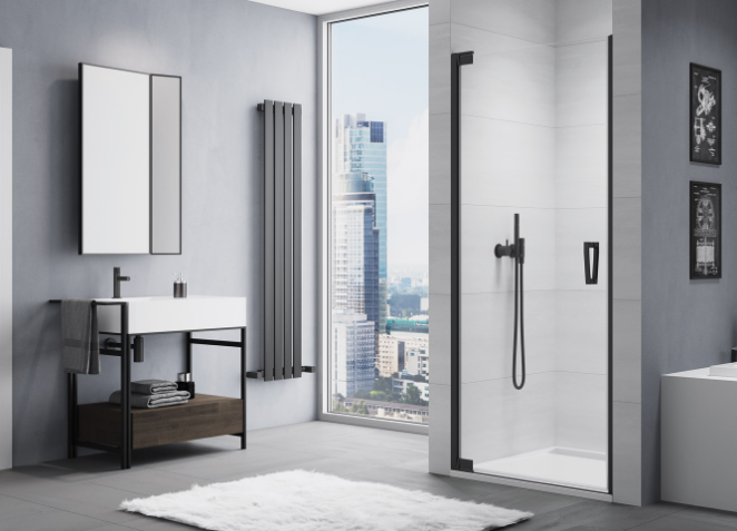 Ronal - Sanswiss Cadura Drzwi do wnęki lewe 80 cm (77,5-80 cm) profil czarny mat CA1CG0800607