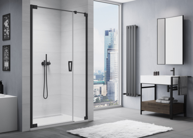 Ronal - Sanswiss Drzwi do wnęki lewe 90 cm (87-90 cm) profil czarny mat CA31CG0900607