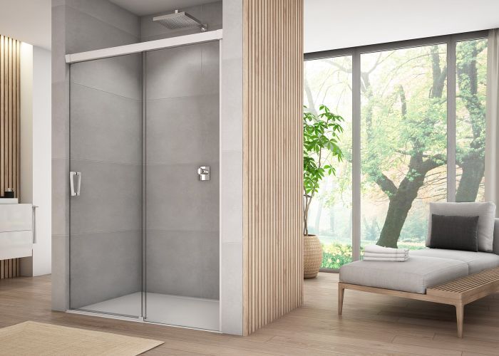 Ronal - Sanswiss Cadura Drzwi prysznicowe rozsuwane prawe 150 cm (146,4-150,9 cm) biały mat CAS2D1500907