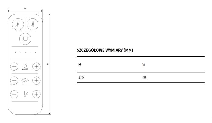 Excellent Pilot sterowania Dakota 2.0 CEEX.4023.D2.WH wymiary