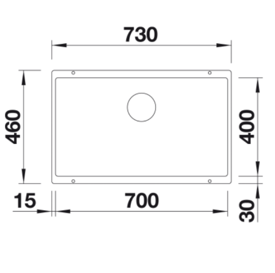 BLANCO SUBLINE 700-U Silgranit PuraDur Antracyt, InFino 523442 rysunek