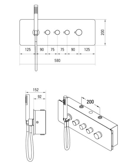 Deante Multibox - bateria termostatyczna podtynkowa NAC_09CT rysunek techniczny
