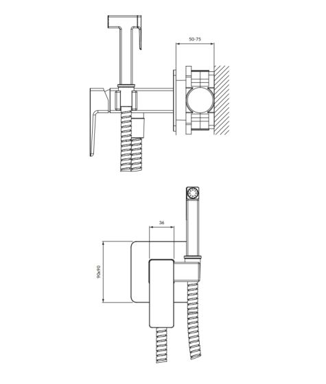 Omnires Parma System bidetowy podtynkowy chrom SYSPMBI2CR rysunek techniczny