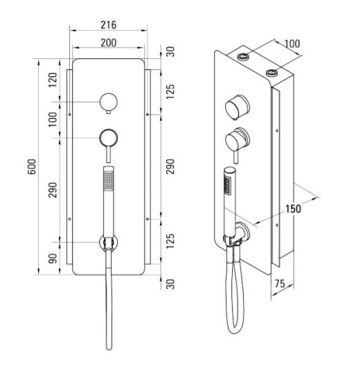 Deante Multibox - bateria mieszaczowa podtynkowa NAC_09CM rysunek techniczny