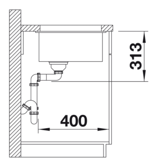 BLANCO SUBLINE 700-U Silgranit PuraDur Antracyt, InFino 523442 rysunek techniczny