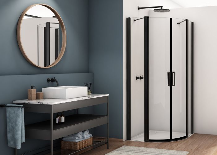 Ronal - Sanswiss DIVERA Kabina półokrągła asymetryczna R-55 100x120 cm profil czarny mat D22ERB551020607