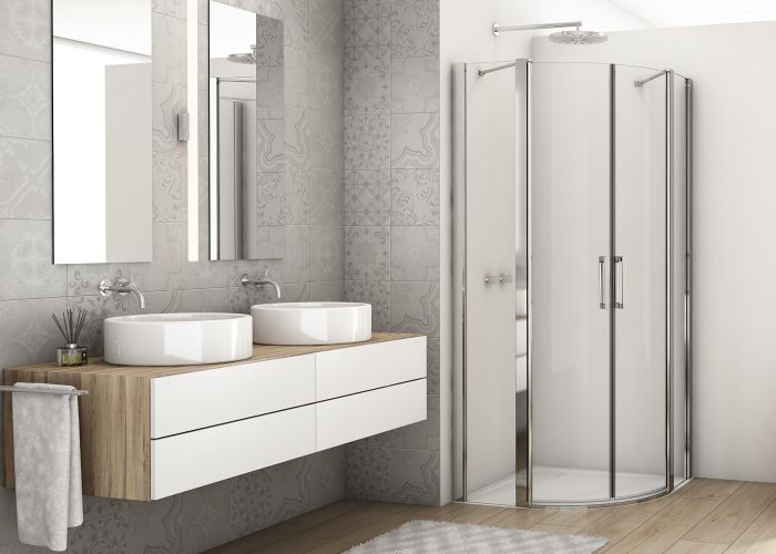 Ronal - Sanswiss DIVERA Kabina półokrągła R-55 120x120 cm profil srebrny połysk D22ERB551205007