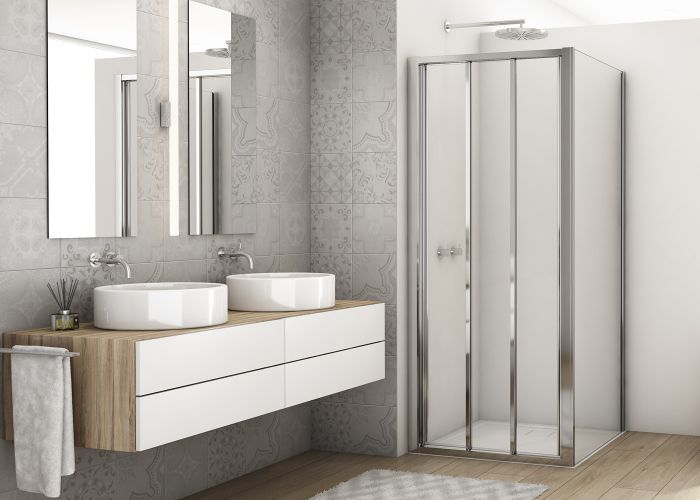 Ronal - Sanswiss DIVERA Kabina prysznicowa przesuwna 80x90 cm profil srebrny połysk D22S30805007+D22F10905007