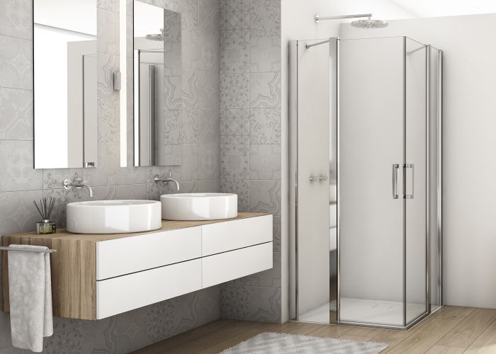Ronal - Sanswiss DIVERA Kabina prysznicowa narożna 90x90 cm profil srebrny połysk D22DE2B0905007