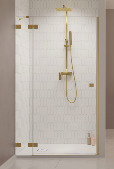 Radaway Essenza Pro DWJ Drzwi prysznicowe lewe 120 cm (119,2-120,8 cm) profil złoty szczotkowany 10099120-99-01L