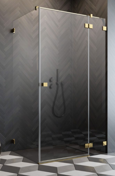 Radaway Essenza Pro Gold KDJ Kabina kwadratowa drzwi prawe 100x100 cm profil złoty 10097100-09-01R+10098100-01-01