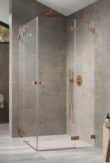 Radaway Essenza Pro Brushed Copper KDD Kabina prysznicowa 100Lx100P cm profil Miedź szczotkowana 10096100-93-01L+10096100-93-01R