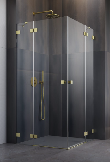 Radaway ESSENZA PRO BRUSHED GOLD KDD Kabina prysznicowa 80Lx100P cm profil złoto szczotkowane 10096080-99-01L+10096100-99-01R