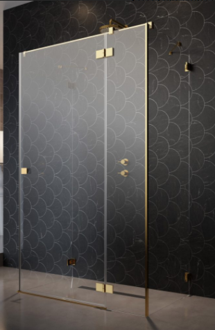 Radaway Essenza Pro KDJ+S Kabina prysznicowa drzwi prawe 100x100 cm profil złoty 10097310-09-01R+10098100-01-01+10098100-01-01