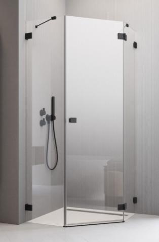 Radaway Essenza Pro PTJ Kabina pięciokątna drzwi prawe 90x90 cm profil czarny 10100000-54-01R+10100200-01-01