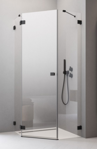 Radaway Essenza Pro PTJ Kabina pięciokątna drzwi lewe 90x90 cm profil czarny 10100000-54-01L+10100200-01-01