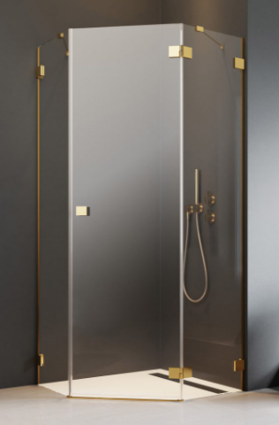Radaway Essenza Pro PTJ Kabina pięciokątna drzwi prawe 90x100 cm profil złoty 10100000-09-01R+10100700-01-01