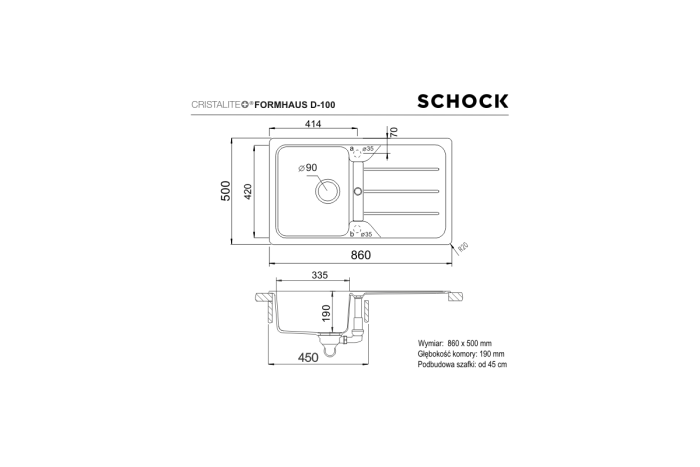 Schock Formhaus D-100 rysunek techniczny