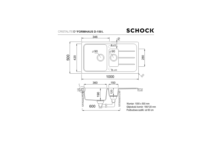 Schock Formhaus D-150L rysunek techniczny