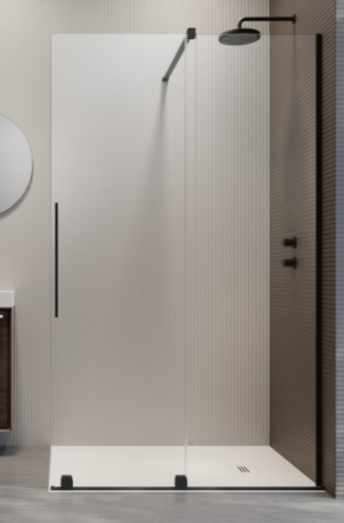 Radaway Furo  Kabina Walk-In przesuwna 110 cm prawa profil czarny 10106588-54-01R+10110544-01-01
