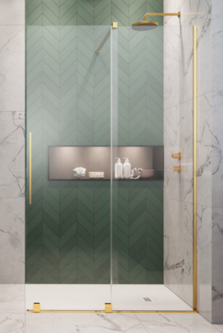 Radaway Furo Gold Kabina Walk-In przesuwna 150 cm prawa profil złoty  10106788-09-01R+10110744-01-01