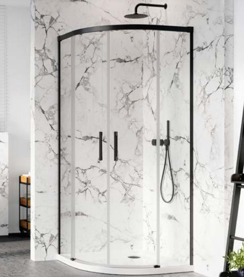 Radaway Idea Black PDD Kabina półokrągła asymetryczna 120Lx90R cm profil czarny 387139-01-01+387159-54-01
