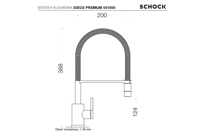 Schock Ideos Premium bateria kuchenna chrom 581.000 rysunek techniczny