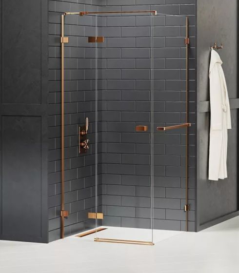 New Trendy Avexa Copper Brushed Kabina prysznicowa 90x90 cm z wieszakiem, prawa, szkło 6 mm, copper brushed EXK-3643