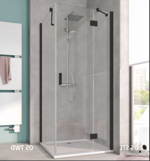 Kermi Osia Kabina prostokątna ze ścianką boczną prawa 120x80 cm profil czarny soft OSSTR120203PK+OSTWD080203PK
