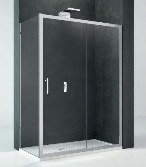 Novellini Kali 2P+F Kabina prostokątna przesuwna 110x90 cm profil srebrny połysk KALI2P104-1B+KALIF88-1B