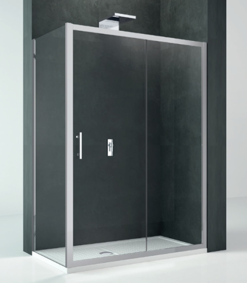 Novellini Kali 2P+F Kabina prostokątna przesuwna 130x100 cm profil srebrny połysk KALI2P124-1B+KALIF98-1B
