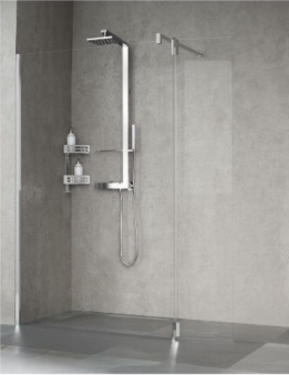 Novellini Kali H+HA Ścianka prysznicowa wolnostojąca 110 cm (107-110 cm) + 37 cm profil srebrny KALIH110-1B+KALIHA37-1K