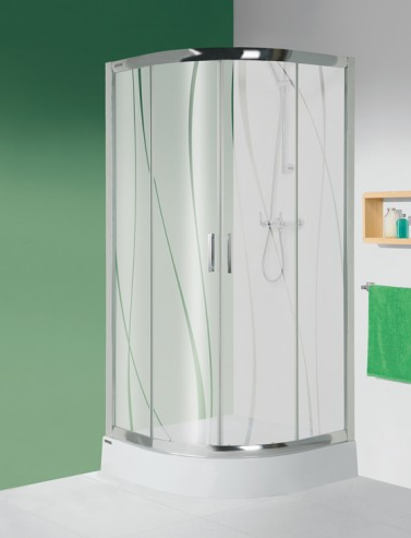 Sanplast TX KP4/TX5b+BPza Kabina półokrągła 90x90 cm z brodzikiem profil srebrny mat szkło wzór 602-271-0262-39-231