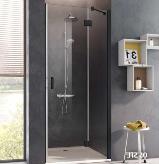 Kermi Osia Drzwi do wnęki 90 cm prawe (88-91 cm) profil czarny mat OSSFR090203PK