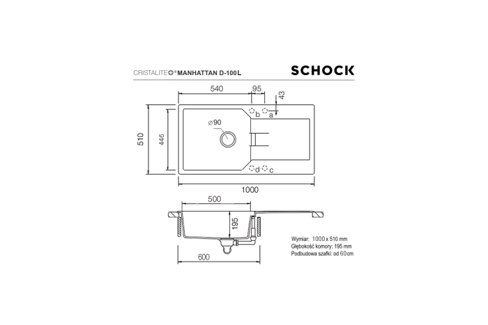 Schock Manhattan D-100L rysunek techniczny
