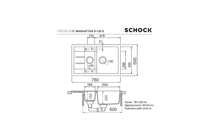 Schock Manhattan D-150S rysunek techniczny