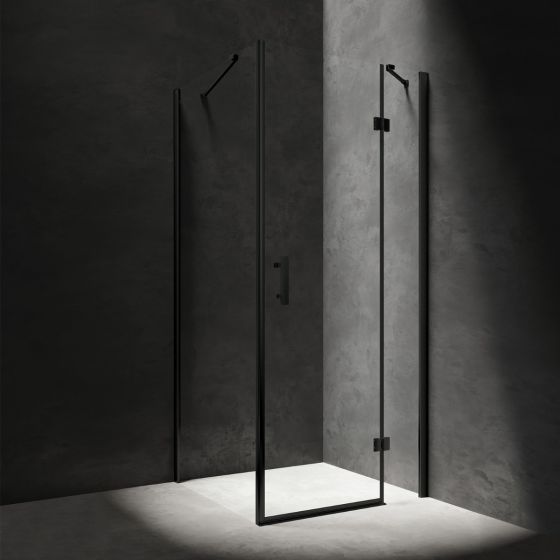 Omnires Manhattan Kabina prysznicowa 90x80 cm drzwi uchylne czarny mat  MH9080BLTR