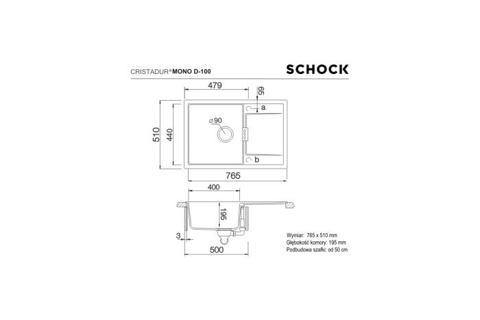Schock Mono D-100 rysunek techniczny