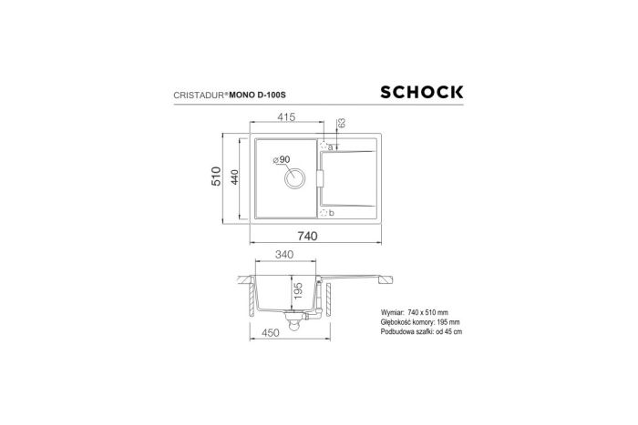 Schock Mono D-100S rysunek techniczny
