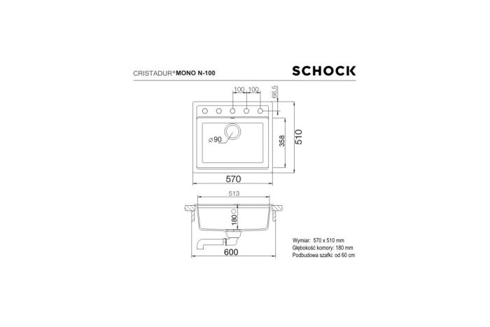 Schock Mono N-100 rysunek techniczny