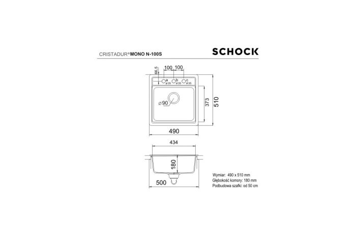 Schock Mono N-100 S rysunek techniczny