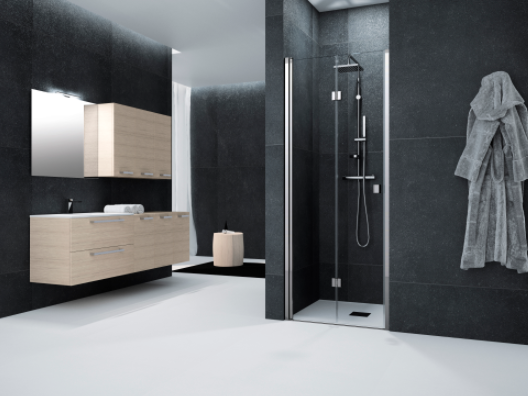 Novellini Neo 1BS Drzwi składane do wnęki 87-91 cm profil biały mat NEO1BS87-1U