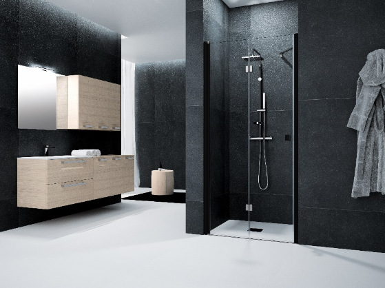 Novellini Neo 1BS Drzwi składane do wnęki 97-101 cm profil czarny mat NEO1BS97-1H