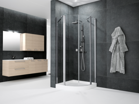Novellini Neo Kabina półokrągła 90x90 cm profil srebrny NEOR90-1B