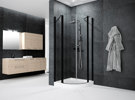 Novellini Neo Kabina półokrągła 90x90 cm profil czarny mat NEOR90-1H
