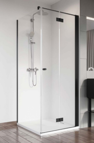 Radaway Nes Black KDJ B Kabina prostokątna drzwi prawe 80Px90 cm profil czarny mat 10025080-54-01R+10039090-01-01