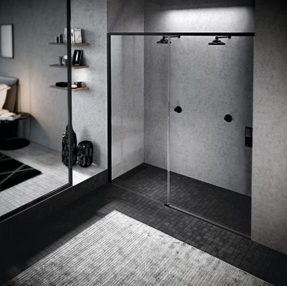 Novellini Opera 2PH Drzwi przesuwne 160 cm (157-160cm) lewe profil czarny mat OPE2PH157S-1H