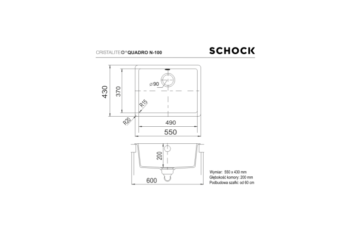 Schock Quadro N-100 rysunek techniczny